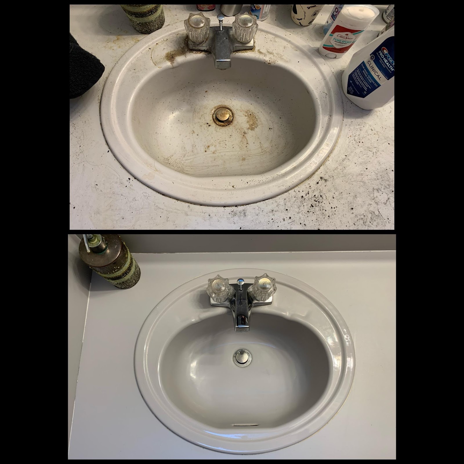 Before and after bathroom sink cleaning in Idaho